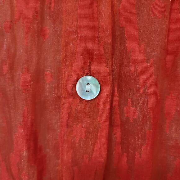 Chicos Womens Shirt Size Chicos 2 Standard Large 12 Red Button Front Sheer - Picture 5 of 13